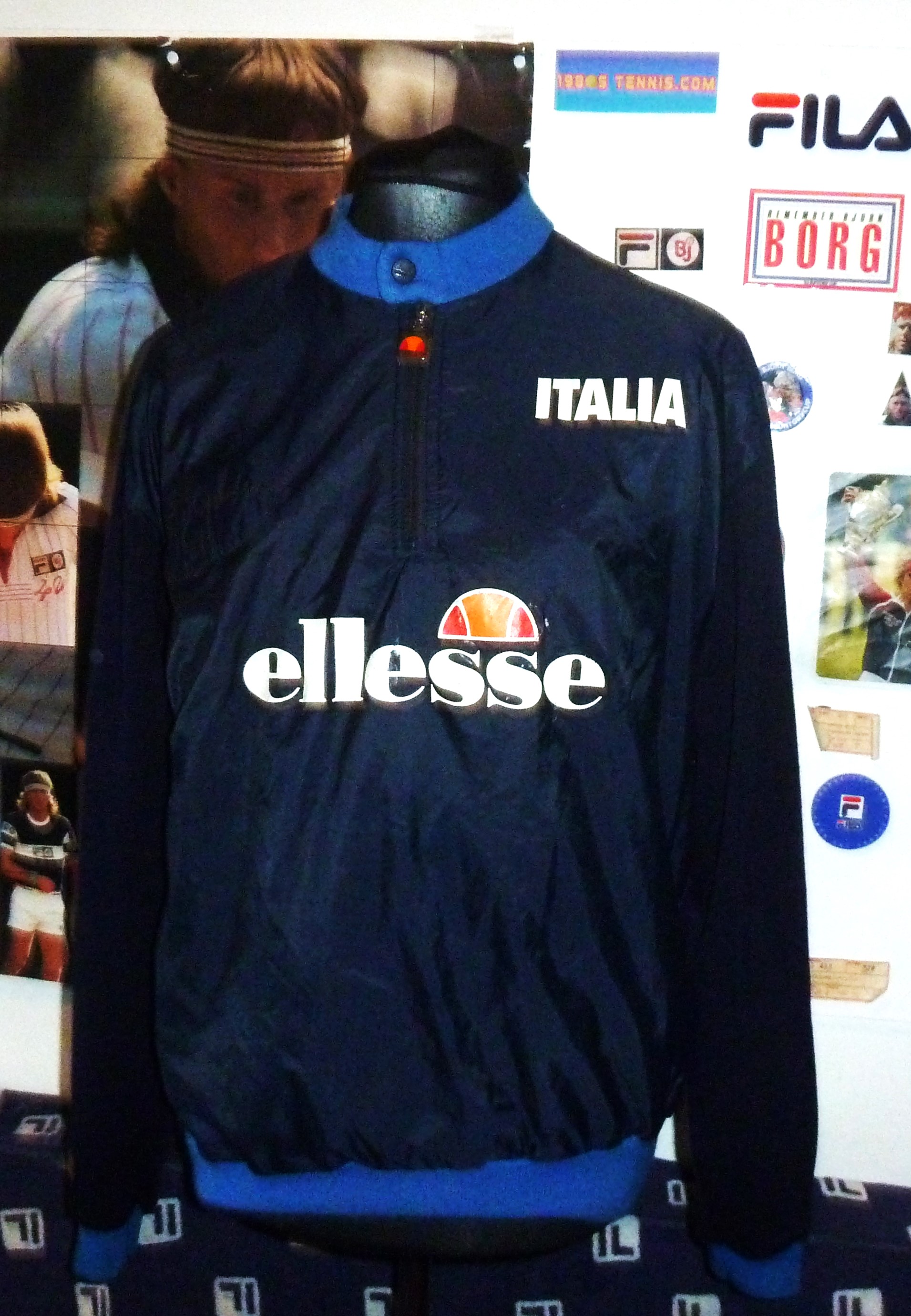 ORIGINAL 1980s RARE ELLESSE ITALIA CAFE RACER SMOCK TRACKSUIT TOP 